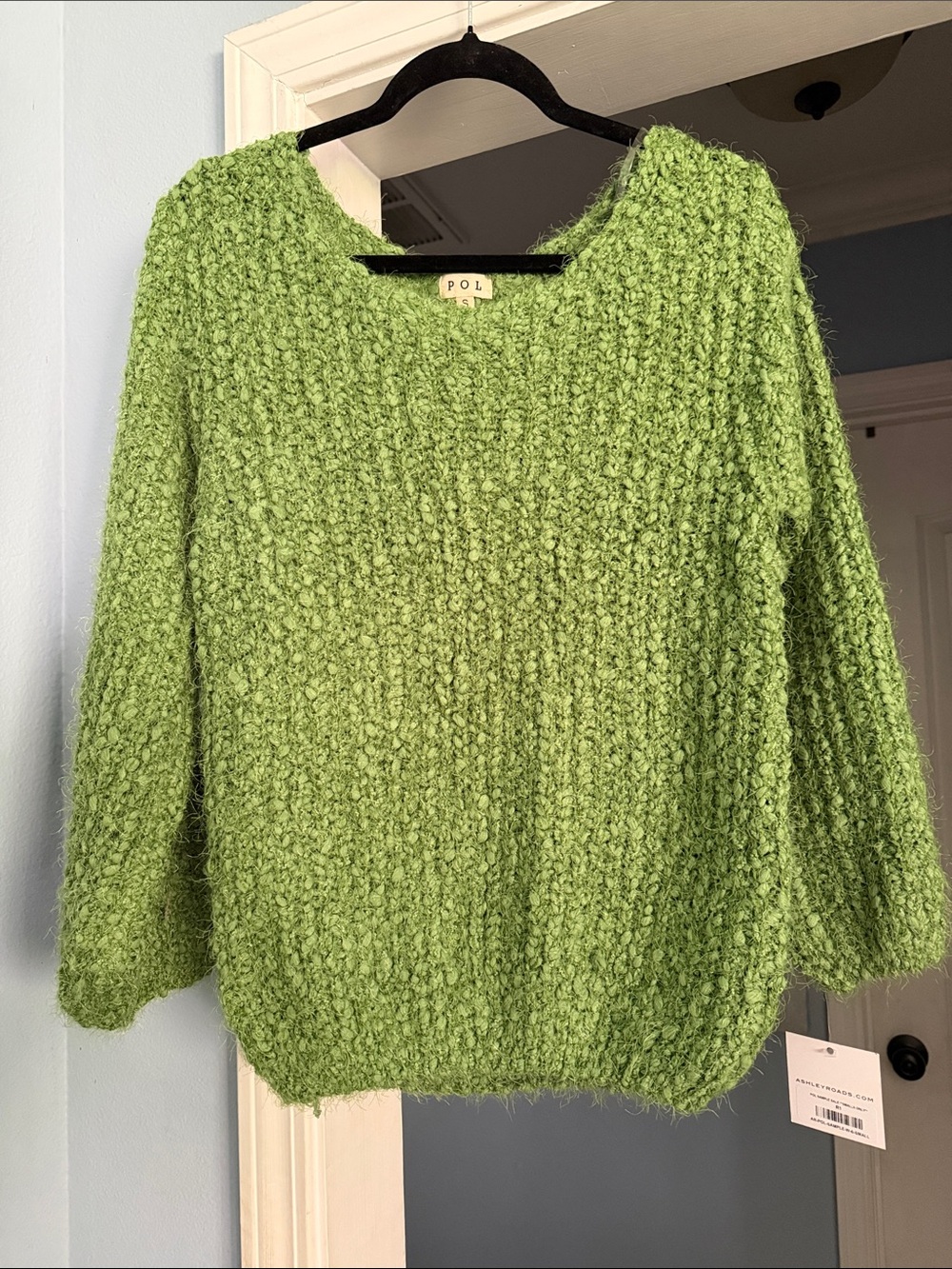 POL Textured Knit Green Women's Sweater, SO SOFT!